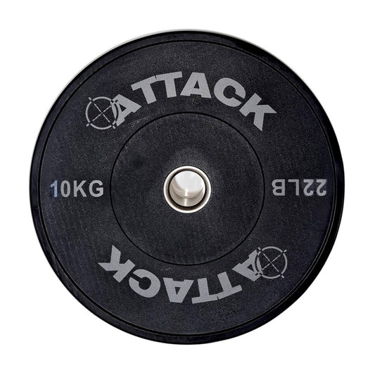 Attack Olympic Solid Rubber Bumper Plates Black - 10 Kg Weights (Pair)