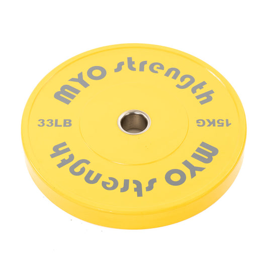 MYO Olympic Solid Rubber Coloured Bumper Plate - 15 Kg Weight (Single plate)